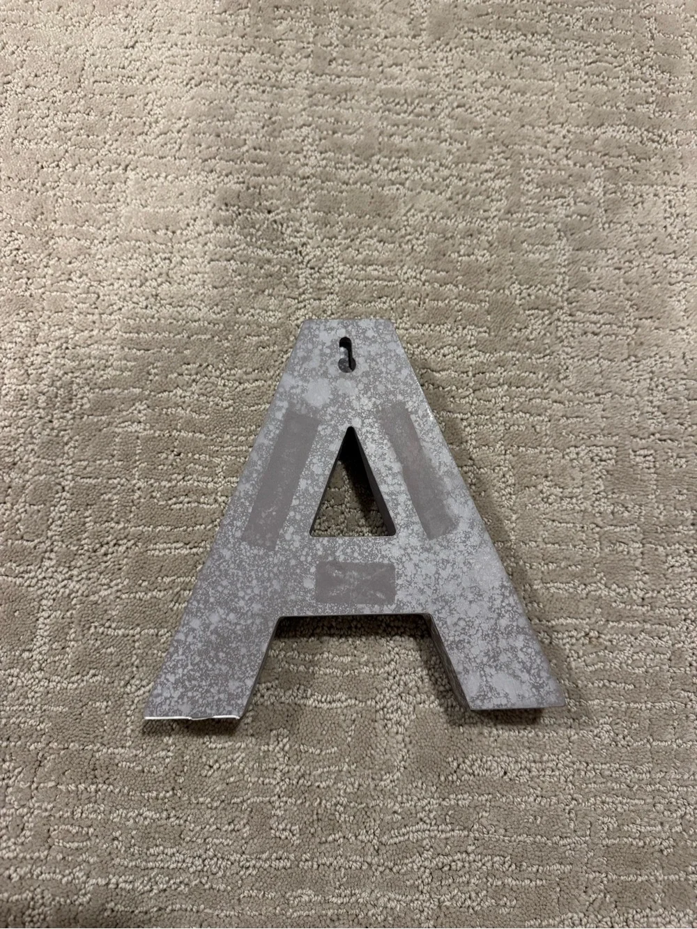 Decorative Wooden Letter A with Gray Lattice Overlay